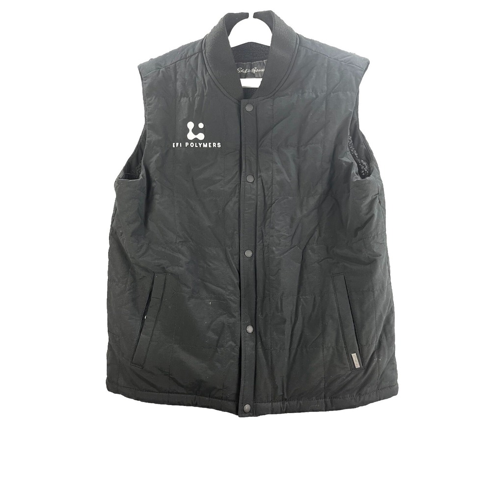 Eddie Bauer Vest Black Mens Large Sleeveless Full Zip Jacket Pocket Lined Puffer